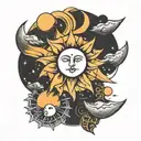 Sun and Moon minimal tattoo design idea