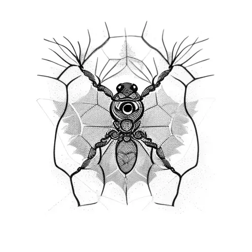 An intricate tattoo showcasing the beauty of olive trees intertwined with spider webs tattoo design idea