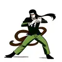 A mongoose, styled as a Che Guevara, defeats snakes in business suits in a duel tattoo design idea