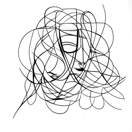 Abstract representation of the female form as a work of art tattoo design idea