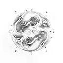 Yin and Yang with clouds and a river  tattoo design idea