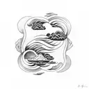 Yin and Yang with clouds and a river  tattoo design idea