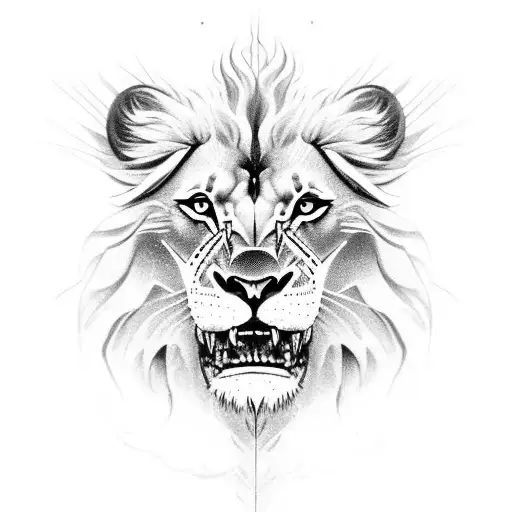 A mythical creature blending a lion and an electric bolt tattoo design idea