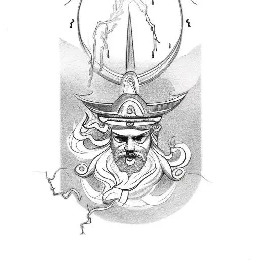 An intricate tattoo featuring the Greek god Zeus riding a lightning bolt tattoo design idea