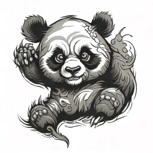 grumpy panda tattoo design idea