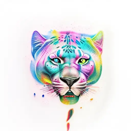 race panther colorful tattoo design idea