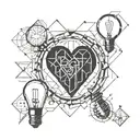 light bulb and heart tattoo tattoo design idea