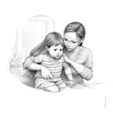 A mom with a child letting go of the past tattoo design idea