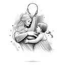 A mom with a child letting go of the past tattoo design idea