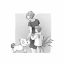 A mom with a child letting go of the past tattoo design idea