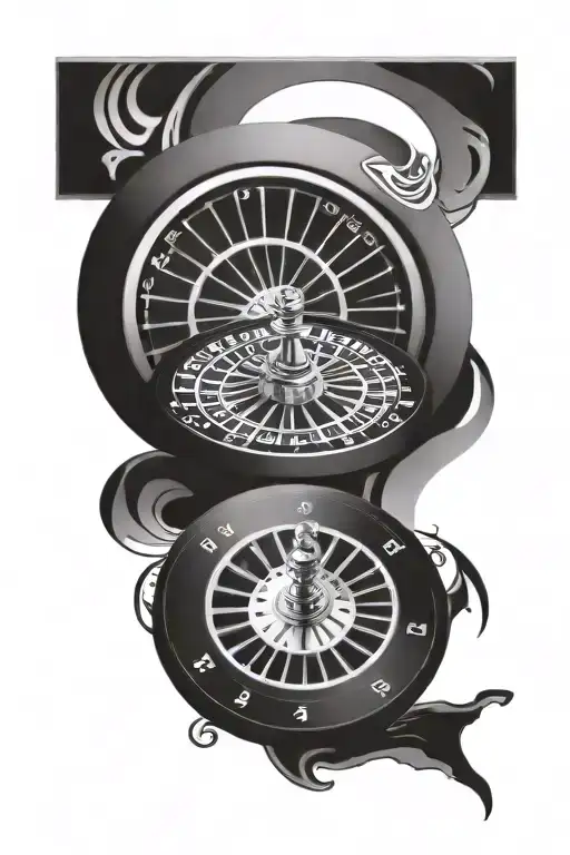 half of an American roulette wheel with the ball in the number "0"  tattoo design idea