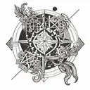 libra carrying leo and virgo astrology tattoo design idea