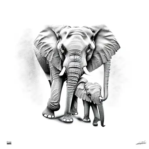elephant depicting mother daugher relationship tattoo design idea