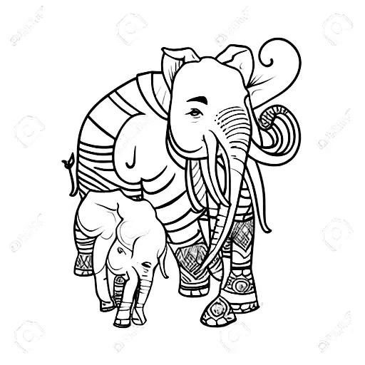 elephant depicting mother daugher relationship tattoo design idea