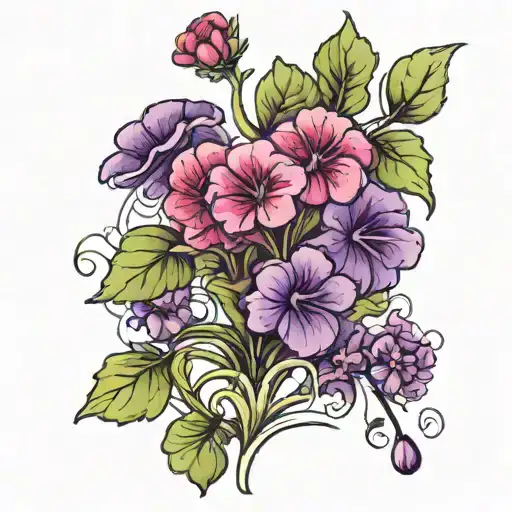 redand purple geraniums   tattoo design idea