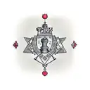 Chessboard with chess pieces in a surrealistic style tattoo design idea