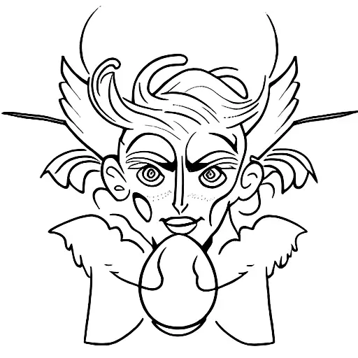 semi colon half devil half angel only black and white, small tattoo design idea