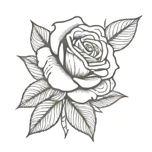 simple rose design with leaves tattoo design idea
