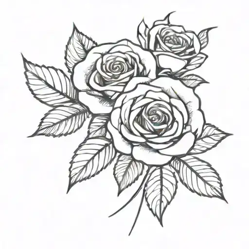 simple rose design bouqet tattoo design idea
