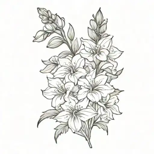 simple delphinium flowers birth flowers bouqet  tattoo design idea