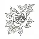 simple rose design with leaves tattoo design idea