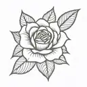simple rose design with leaves tattoo design idea