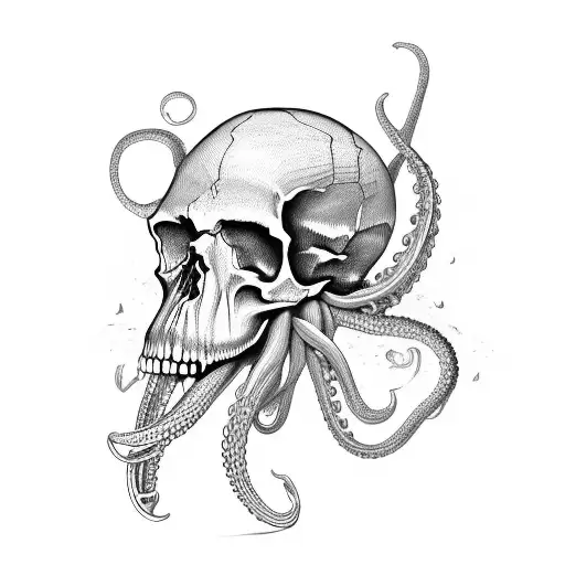 Skull Octupus tattoo design idea