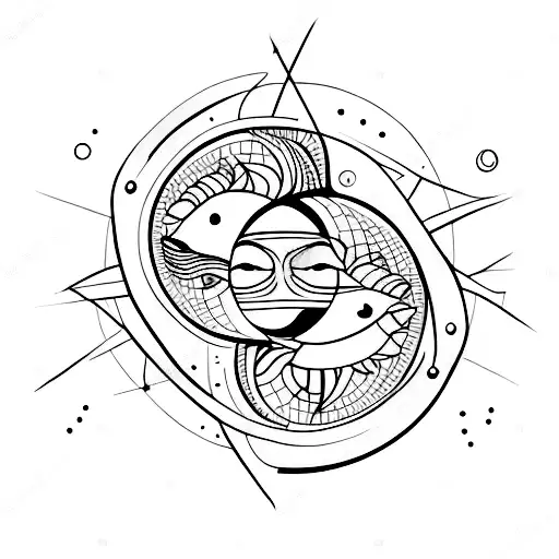 A celestial sisterhood: A minimalist design of two sisters holding hands, with the sun and moon as their heads. tattoo design idea