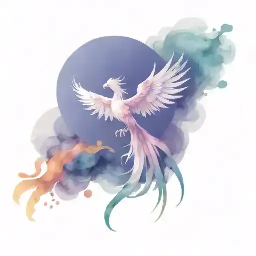 suggestive image of a phoenix and a woman overlapping as they take flight tattoo design idea