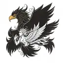 suggestive image of a phoenix and a woman overlapping as they take flight tattoo design idea