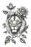 Lion Rose which reflects anger and love tattoo design idea