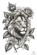 Lion Rose which reflects anger and love tattoo design idea