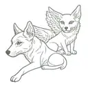 angel dog and  cat  with suriname flag  tattoo design idea