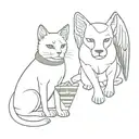 angel dog and  cat  with suriname flag  tattoo design idea
