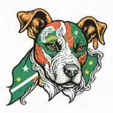 angel dog with suriname flag  tattoo design idea