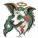 angel dog with suriname flag  tattoo design idea