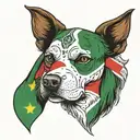 angel dog with suriname flag  tattoo design idea