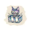 skeleton cat in a box  tattoo design idea