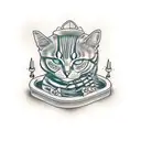 skeleton cat in a box  tattoo design idea