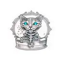 skeleton cat in a box  tattoo design idea