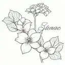 hydrangea flower with suzanne written tattoo design idea