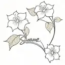 hydrangea flower with suzanne written tattoo design idea