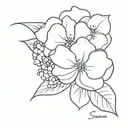 hydrangea flower with suzanne written tattoo design idea