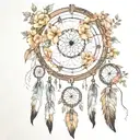 flowers watch dreamcatcher tattoo design idea
