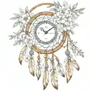 flowers watch dreamcatcher tattoo design idea