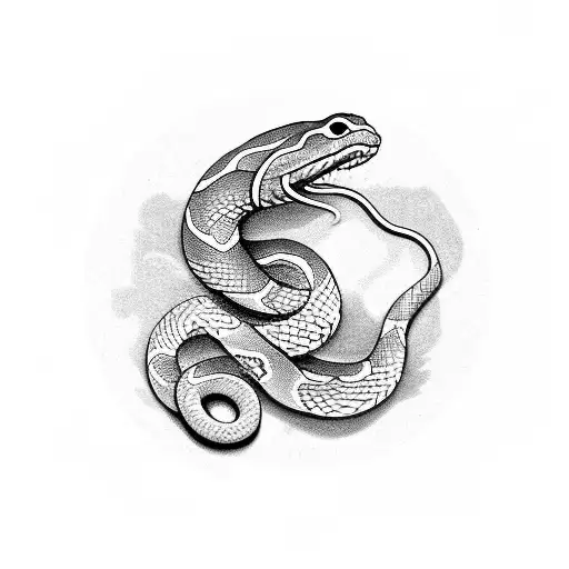 A snake coiled around a vinyl record tattoo design idea