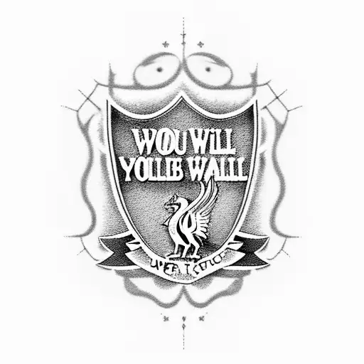 Anime-inspired tattoo of Liverpool FC's iconic anthem 'You'll Never Walk Alone' tattoo design idea