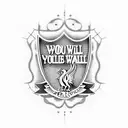 Anime-inspired tattoo of Liverpool FC's iconic anthem 'You'll Never Walk Alone' tattoo design idea