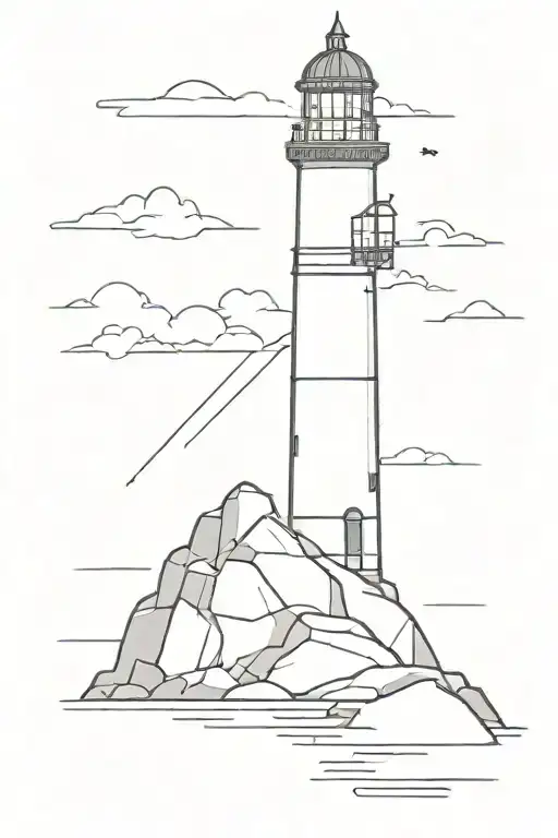 Lighthouse rocks sea tattoo design idea