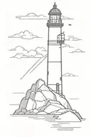 Lighthouse rocks sea tattoo design idea
